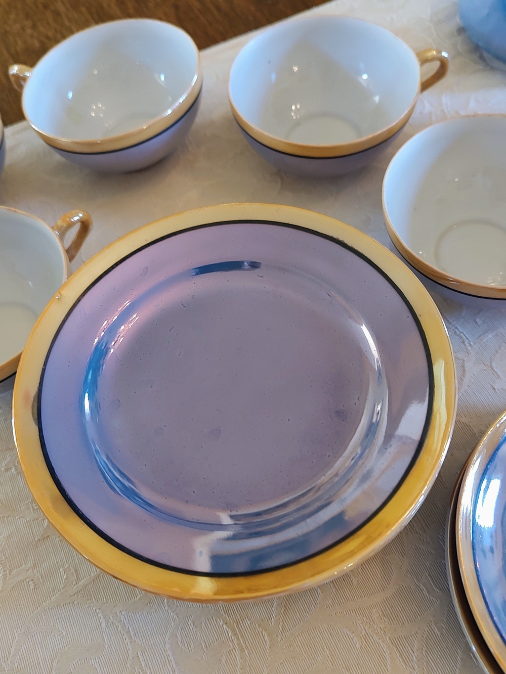 Vintage Blue and Gold Luster Porcelain Mini Tea Service 22 Pieces - Picture 7 of 16